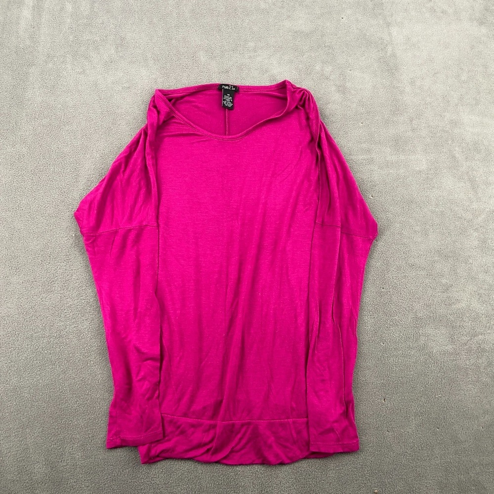 Rue 21 Blouse Top Women Extra Small Pink Dolman Sleeve Stretch Round Neck Casual